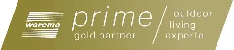 Logo der Auszeichnung als Warema Prime Gold Partner und Outdoor Living Experte für MRG R. Geck – rollobau.de.